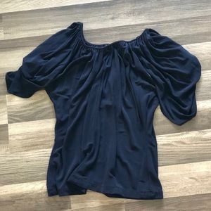 Navy Open Shoulder Top